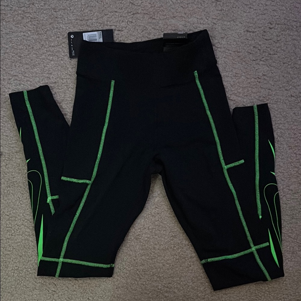 Nike Black and Green Leggings